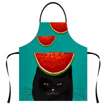 리빙팝 러블리고양이 일러스트 앞치마, A12, 1개