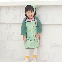 베베슈에뜨 유아동용 느낌이 다른 방수앞치마 + 두건 세트, 꿀벌 대모험