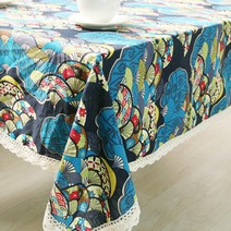 이코디 레트로팬 TC테이블보, 블루, 140 x 200 cm