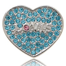 러비스 스와로브스키스톤 하트 골프 볼마커, A로듐