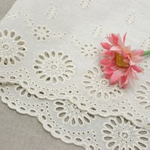 아름드리 플라워 면 자수 레이스 20 x 180 cm, 내추럴, 1개