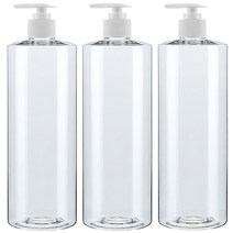 병도매닷컴 AC500 투명 디스펜서 206 흰색 마개 공병, 500ml, 3개입