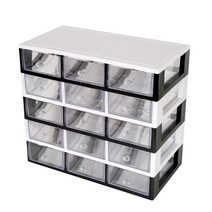 하라코리아 다용도 5단 15칸 서랍 정리함 화이트블랙 화이트커버, 1개