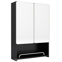 미노아 욕실 블랙밀러 오픈수납장 600, 블랙, 1개