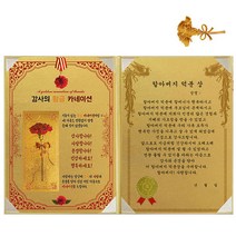 럭키심볼 황금 카네이션 감사장 + 24K 골드 카네이션 전자파 스티커, 1세트, 할아버지 덕분 상
