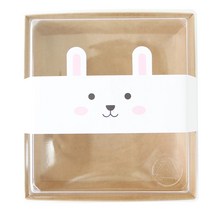 황씨네도시락 샌드정사각 크라프트 일회용 도시락 용기 10p + 토끼띠지 10p, 1세트, 10개
