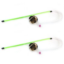 힐링타임 고양이 스프링 호피무늬 볼 낚시대 NH-0120, 랜덤 발송, 2개입