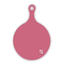 로엠디자인 양면 원형 서빙 도마 보드 핑크, 빗물과새싹패턴, 1개