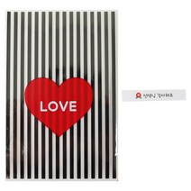 황씨네도시락 하트 속포장 봉투 블랙 50p + 카네이션 스티커 띠지 50p, 1세트