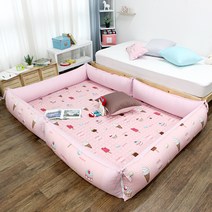 이블랑 범퍼쿠션 소형 4p + 대형 2p + 카페트 대형, 디저트 인디핑크