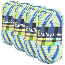 밀키코튼 BLUE 면혼방 뜨개실 4p, C83번 믹스