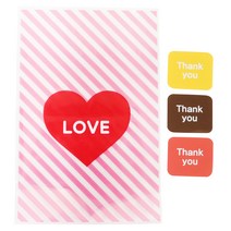 황씨네도시락 하트 속포장봉투 핑크 100p + 사각땡큐 스티커 100p, 1세트