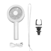 제노믹스 LED 미니 선풍기 & 송풍구형 자석거치대, 화이트(선풍기), 블랙(거치대), 1세트