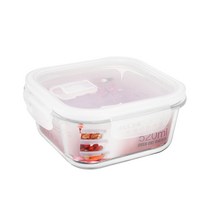 RELEA 오븐글라스 스팀홀 밀폐용기 정사각, 800ml, 1개