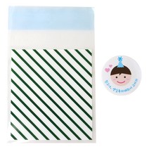 황씨네도시락 접착 스트라이프 봉투 그린 30p + 스티커 고깔 보이 30p, 1세트