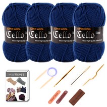 마마니트 첼로 목도리털실 4p DIY 세트, 922 네이비, 1세트
