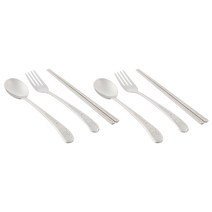 젠한국 리빙젠 스텐 해피래빗 수저 포크 세트, 스푼2p+포크2p+젓가락2p