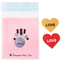 접착 애니멀 봉투 고양이 100p + 하트스티커 100p, 1세트