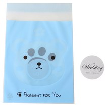황씨네도시락 접착 애니멀 쿠키포장봉투 곰 100p + 웨딩 스티커 100p, 1세트