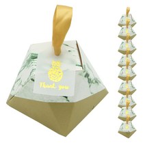 도나앤데코 심플 다각형 답례품 상자 10p 그린마블 + 골드리본 + 파인애플 태그, 혼합 색상, 1세트