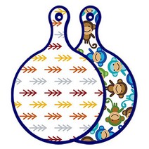 로엠디자인 블루에디션 양면 원형 서빙 도마 소나무화이트, 원숭이, 1개