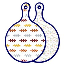 로엠디자인 블루에디션 양면 원형 서빙 도마 소나무화이트, 파스텔밤하늘, 1개