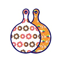 로엠디자인 블루에디션 양면 원형 서빙도마 보드 초코도넛, 토끼2, 1개