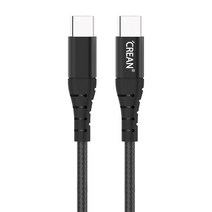 크레앙 USB-C to USB-C 메탈 충전케이블 블랙, CRECBCTC2, 1개