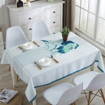 앤티스 고품격 식탁 테이블보, 연꽃 블루, 130 x 180 cm