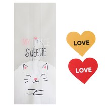 황씨네도시락 냥이M봉투 100p + 하트 스티커 100p, 1세트