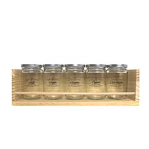 핸드팩토리 양념통 우드선반 세트, 1세트, 양념통 원형 스몰 실버캡 5p + 1단 우드선반 대 + 라인쿡햇 라벨