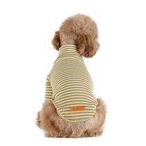 윙키뉴욕 강아지옷 스트라이프 골지 니트, Yellow