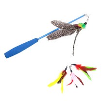 온빛펫 고양이 장난감 깃털 3단 낚시대 + 리필 3p, 랜덤 발송, 1세트