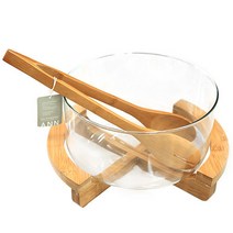 앤 우드 샐러드볼 + 우드받침대 + 집게 세트, 혼합색상, 1세트