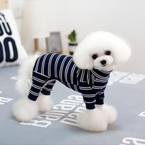 아이앤엘 강아지 스트라이프 올인원 티셔츠, NAVY
