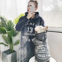지와이에이펫 S&H 벨벳 롱 후드 반려견 견주 커플옷, 그레이