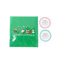 황씨네도시락 크리스마스 아이콘 쿠키봉투 그린 50p + 원형 선생님 감사합니다 스티커 핑크 25p + 민트 25p, 1세트