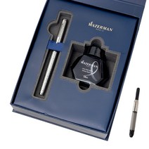 워터맨 만년필 뉴헤미스피어 디럭스 병잉크 기프트세트 CT + 컨버터 + 쇼핑백, F, 그레이 크랙