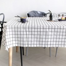 리빙엠 북유럽 체크 테이블보, 화이트, 6인(140 x 200 cm)