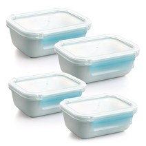 젠앤락 직사각 밀폐용기 블루 4p, 1세트, 용기 소 2p + 중 2p
