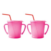 아가프라 매직빨대컵 300ml, 핑크, 2개입