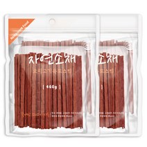 굿데이 자연소재 강아지간식, 오리고기육포스틱 맛, 460g, 2개입