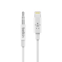 벨킨 3.5mm AUX 오디오 to 라이트닝 8핀 아이폰 케이블 1.8m, AV10172bt06, 화이트