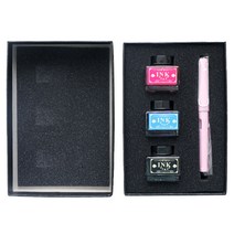 미니띠네 미니제이드 3종 색 잉크 만년필 세트, F, 핑크