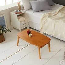 즐거운집 노를란 사각 라운드 접이식 테이블 78 x 48 x 33 cm, 브라운