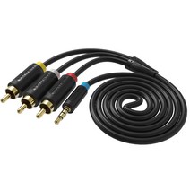 벤션 순동 3.5mm to 3 RCA 오디오 케이블 2m, BCBBH, Black