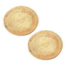 블럭마트 라탄 코스터 냄비받침 18cm, one color, 2개입