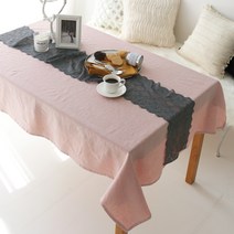 바이지미 루시 린넨 테이블보, 인디핑크, 6인(200 x 110 cm)