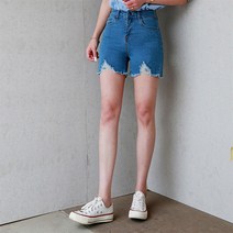 오키진 여성용 뉴트로 데미지 반바지