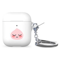 카카오프렌즈 에어팟 키링 하드케이스, 화이트어피치